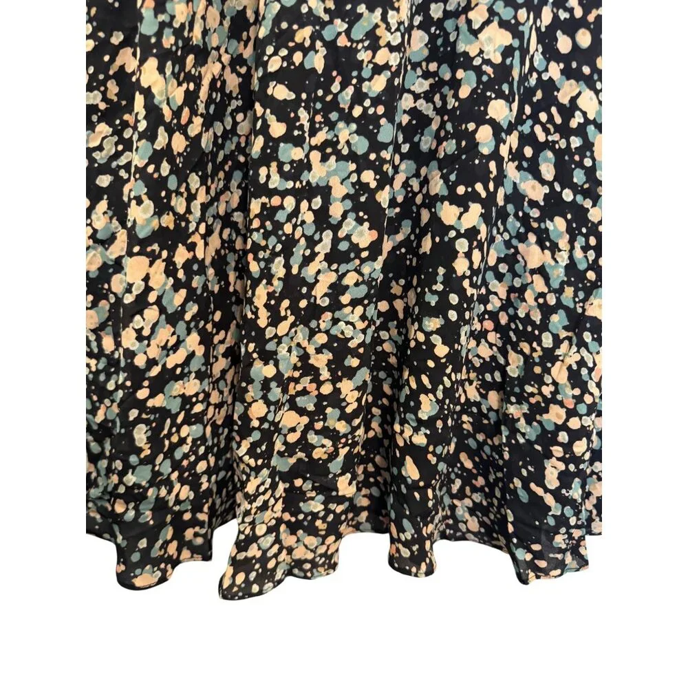 Paper Crown Floral Print Womens XS Black Multicolor Bell Sleeve Dress - Picture 8 of 9